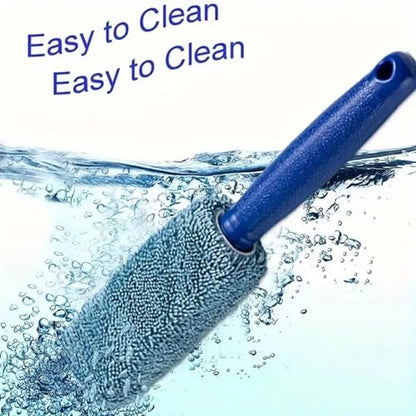 Car Wheel Cleaning Brush, Handle Motorcycle Washing Cleaning Tools, Soft Reusable Clean Tool for Cars Wash Shop (Blue)