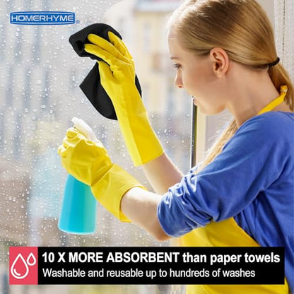 Microfiber Cleaning Cloth, 12 Pack Black Cleaning Rags,12" X 11" Lint Free Dish Towels Wash Cloths, Reusable Microfiber Towels for Home and Kitchen Bathroom Apartment Cleaning Supplies - color: Black, size: 12 Pack