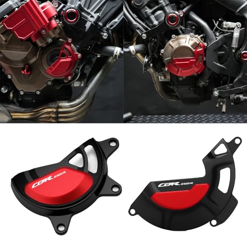 Motorcycle Engine and Clutch Guard Protection Compatible with CBR650R 2024 2025 Engine and Clutch Cover Crash Frame Slider Falling Protector 2025 CBR650R Accessories -BKRD - color: blackred, size: Type-A+B