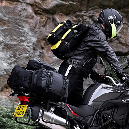 Waterproof Motorcycle Tail Bag 20L Motorbike Rear Rack Storage Bag Saddle Pannier for Touring Adventure Commuting Black - size: 20L