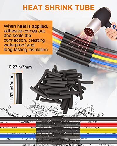 NAOEVO 5 Pin Connector Waterproof, 16 AWG 5 Wire Connectors, Automotive Electrical Male and Female Plug with Heat Shrink Tubing for Car Truck Boat Wire Connection, 6 Kits - size: 5 Pin