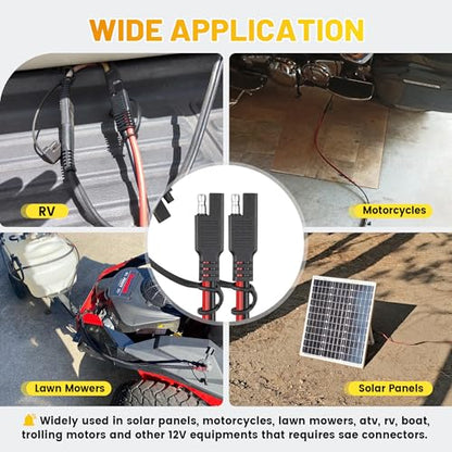 Oyviny 25FT Battery Charger SAE Extension Cable 16AWG, 2 Pin SAE Quick Connector for Solar Panel,Automotive,Charging, Trolling Motor with Reversing Adapter - style: 25FT