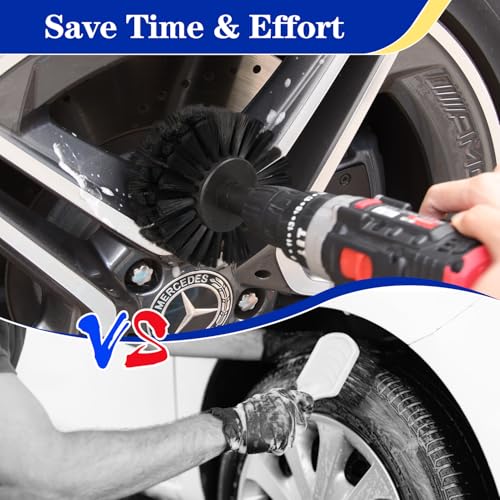 Soft Bristle Leather Brush for Drill, for Leather, Car Interior, Car Wheel, Upholstery, Furniture, Carpet - color: Black Soft Bristles (Nylon)