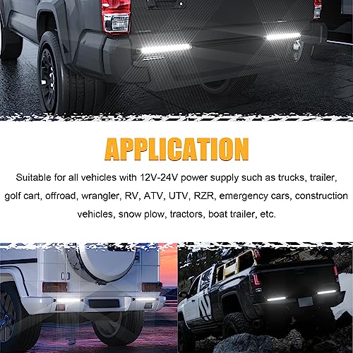PSEQT 10" 15 LED Trailer Identification Light Led Running Reverse Backup Tail Light Bar Strip White Truck Rear Side Marker Lights Waterproof - color: White
