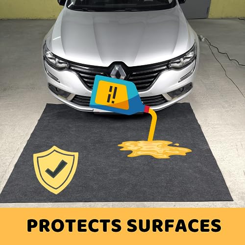 SAVUK Oil Spill Mat Premium Absorbent Oil Pad Reusable/Durable/Waterproof Contains Liquids, Protects Garage Floor Surface (Grey, 58" x 72")