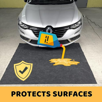 SAVUK Oil Spill Mat Premium Absorbent Oil Pad Reusable/Durable/Waterproof Contains Liquids, Protects Garage Floor Surface (Grey, 58" x 72")