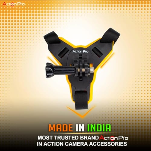 Action Pro™ Motorcycle Helmet Chin Strap Mount Compatible with GoPro Hero 12, 11, 10, 9, 8, 7, (2018), 6, Hero Black, DJI Osmo Action 3/2, Insta 360, Session, Xiaomi Yi, SJCAM (Orange) - color: Orange