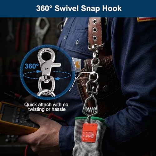 Metal Glove Clips, Heavy Duty Metal Work Glove Holder with Swivel Snap Hook, Strong Grip for Construction, Firefighters, Camping and Outdoor Use