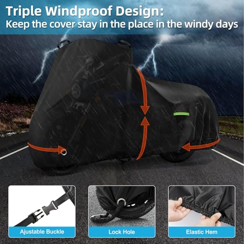 Motorcycle Cover Waterproof for Indian Scout/Scout Bobber/Scout Sixty/Sport Chief, Heavy Duty Outdoor Sun Rain Snow UV Dust All Weather Protection Motorbike Cover with Soft Cotton Lining & Lock Hole - size: Scout Bobber