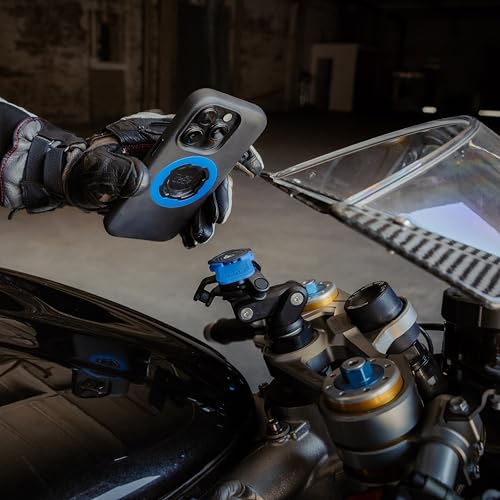 Quad Lock Fork Stem Motorcycle Phone Mount (V2) with MAG Phone Case and Vibration Dampener for Galaxy S24 FE - size: Galaxy S24 FE