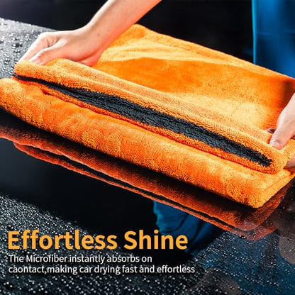 SGCB 24"x36" Car Drying Towel, 1200GSM Microfiber Towel for Cars, Twisted-Loop Drying Towel Car Detailing, Double Sided Super Absorbent, No Water Spots, Label-Free Design Car Towel