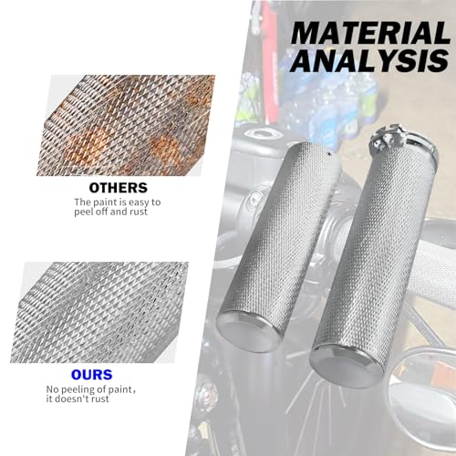 Motorcycle 1" Hand Grips Handlebar Grips Cable Throttle Fit for Harley Touring Street Glide Road King Road Glide Electra Glide Dyna Softail - color: #2 Chrome