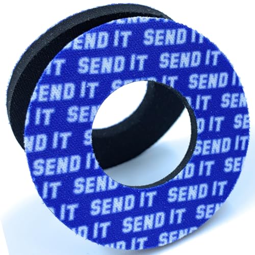 SEND IT Grip Donuts for Motorcycle, Dirt Bike, BMX, ATV - Soft Foam Pads to Prevent Blisters - Universal Fit, Easy Install, Multiple Colors - Durable, Comfortable, Anti-Vibration Handlebar Accessories - color: Blue