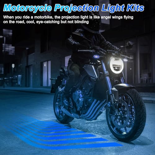 XMSJSIY Motorcycle Projector Light Angel Wings Projection Lights LED Motorcycle Lamp Modification Chassis Light Underglow LED Light Car Decorative Accessories (Blue)