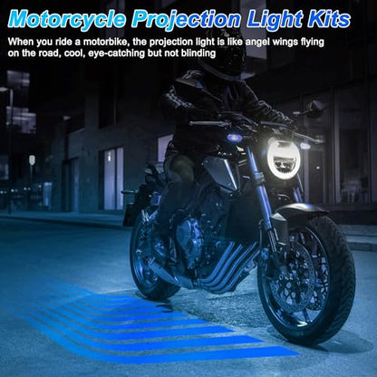 XMSJSIY Motorcycle Projector Light Angel Wings Projection Lights LED Motorcycle Lamp Modification Chassis Light Underglow LED Light Car Decorative Accessories (Blue)