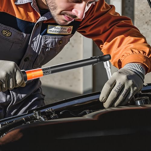 VEVOR 3/8 Inch Drive Torque Wrench, 10-100 ft.lb/13.6-135.6 Nm, Dual-Direction Adjustable Click Torque Wrench with 1/2 & 1/4 adapter, 3" Extension Bar, for Automobile Repair - size: 10-100FT.LB, style: 3/8-inch