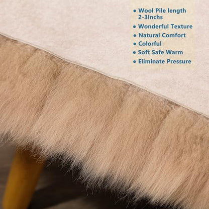 AOGELAN Shaggy Fur Area Rug, Genuine New Zealand Sheepskin Rug, Soft Fur Prayer Pup Carpet Mat, Single Pelt 2ft x 3ft Light Brown - color: Light Brown, size: 2' x 3' (Single Pelt)
