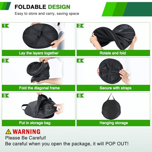 Yesker 4 Layer Herb Drying Rack Hanging Mesh Net Foldable Plant Drying Racks 24" Diameter with Green Zipper & Hook Dryer Hanging Rack for Herbs Seed Bud Fruit Clothes Grow Tent Closets Garden Outdoor - size: 4 Layers Fluorescent Green & Black with Hook