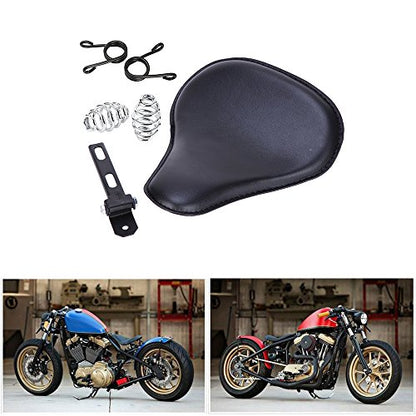 Motorcycle 13" Cushion Softail Spring Bracket Seat for Harley Suzuki Yamaha Bobber-Black - color: Black
