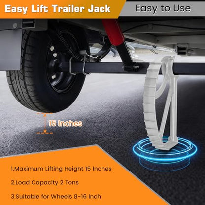 Easy Lift Trailer Jack,Heavy Duty Boat Trailer Jack Suitable for 8-15 Inch Wheels of Single-axle Vehicles,Boats,Camping Trailers,etc.,Aluminum Alloy Boat Trailer Jack,Quick Jack