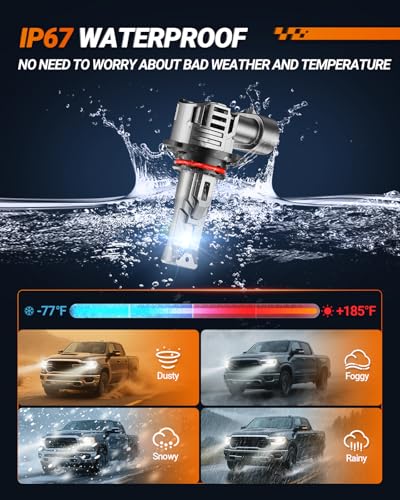 SEALIGHT 9006 LED Bulb for Fog Light and Powersports, 40000 Lumens 6500K White Light,1:1 Mini Size, with Cooling Fan, 3 Mins Plug-N-Play, 2 Pack - size: 9006/HB4