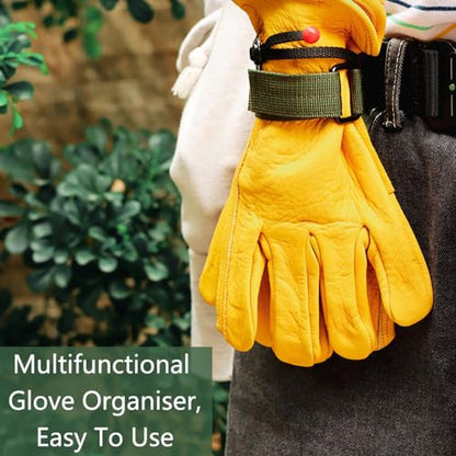 SagaSave Pack of 2 Tactical Gear Glove Holder Strap Heavy Duty Belt Keeper Clip Key Holder with 360° Rotating Buckle for Mountaineering, Hiking, Gardening, Work - color: Black