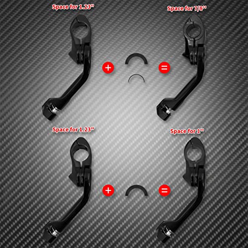 Motorcycle 32mm 1.25" Long Angle Highway Pegs Mount Kit Fits For Harley Touring Road King Street Glide Road Glide Electra Glide Softail Dyna Sportster XL 883 For 1-1/4" Engine Guards Black