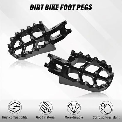 Dirt Bike Foot Pegs,Replaceable Footpegs CNC Machined Aluminum Wide Platform with Springs for CRF150R CRF250R CRF450R CRF250X CRF450X CRF300L CRF250L CR125 CR250 CRF1000L (Black) - color: Black