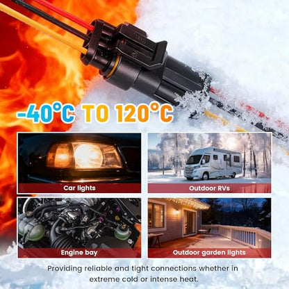 RED WOLF 16 AWG 3 Pin Waterproof Connector, Automotive Electrical Wire Connectors, 3 Wire Connector Harness Male and Female Plug Socket for Cars Truck Motorcycle Marine Boats - 5 Kits (3 Pin)