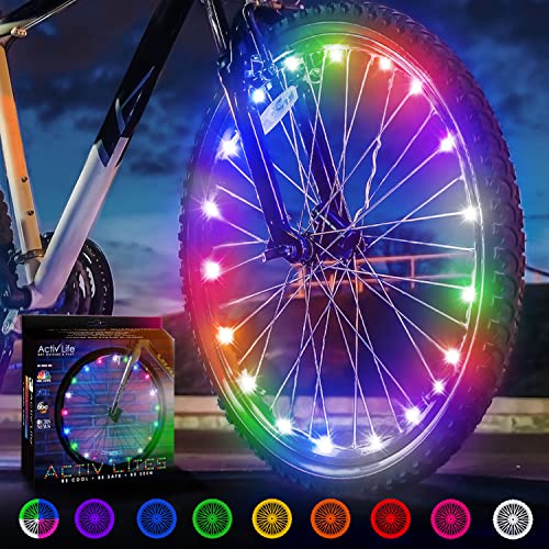 Activ Life LED Bike Wheel Lights with Batteries Included! Get 100% Brighter and Visible from All Angles for Ultimate Safety & Style (1 Tire Pack) - color: Multicolor