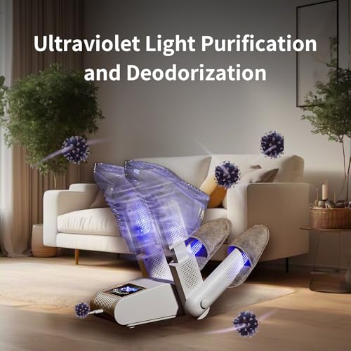 Boot Dryer for Work Boots, Shoe Dryer with Heat Blower, Glove Dryer & Boot Warmer - UV dual light source purification - intelligent timer - white