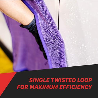 Maxshine 20" x 24" Universal Purple Car Drying Towel – 1200 GSM Rinse-Free Double-Sided Microfiber – Plush, Super Absorbent Towel for Car Wash & Detailing - size: 20" x 24" Purple