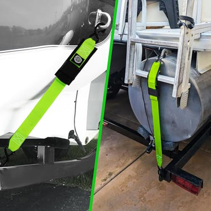 StarLeaparts Transom Tie Down Kits (2PK) -2" x 48" Boat Transom Straps - 1,200lb Break Strength Boat Straps for Trailer, Boat or Kayak Secure(Green) - color: Green