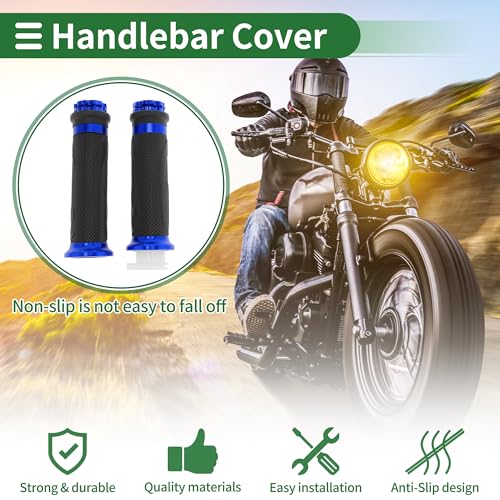 7/8" 22mm 15/16" 24mm Motorcycle Hand Grips Cover Kit Non Slip Aluminum Alloy Rubber Handlebar End Grips for Motorcycle Scooter Bicycle ATV Blue - color: Blue
