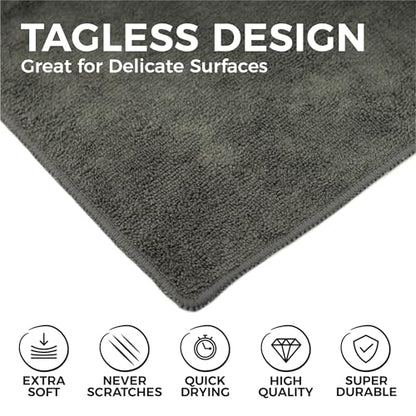 The Rag Company - All-Purpose Microfiber Terry Cleaning Towels - Commercial Grade, Highly Absorbent, Lint-Free, Streak-Free, Kitchens, Bathrooms, Offices, 300gsm, 10in x 10in, Grey (20-Pack) - color: Grey, size: 10in x 10in