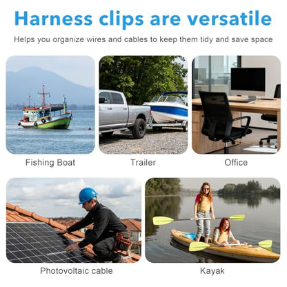 30 Pcs Trailer Frame Wire Clips, Solar Panel Clip, Plastic Wires Clip, Cable Clips Outdoor, S-Clip, Solar Panel Double Wire Clamps, Electrical Cord Management (Black, 25 x 16mm)