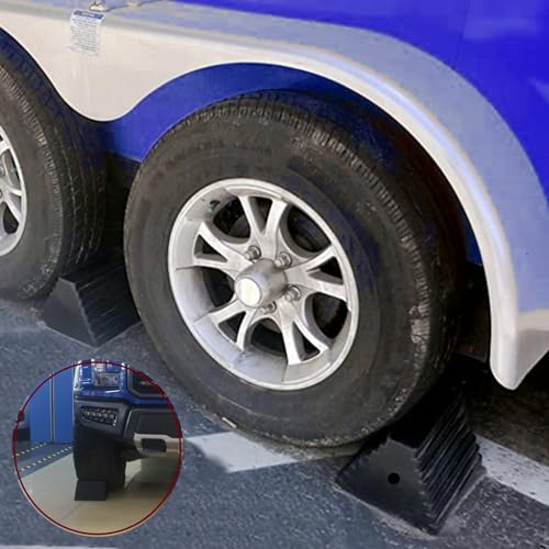 Wheel Chocks, Heavy Duty Wheel Chock with Rope, Rubber Wheel Chocks for Boat Trailers, RV, Truck, Camper, 4 Pack - color: black-t