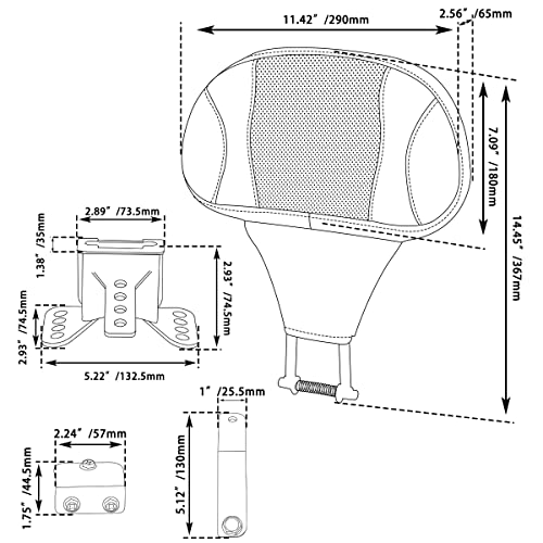 FOVPLUE Adjustable Rider Backrest,Detachable Plug-in Driver Backrest Pad w/Mounting Kit for Harley Touring 2009-2025,for CVO Road Glide Street Glide Tri Glide FLHTK/L Electra Glide Road King,Style 4 - color: Black Custom Style