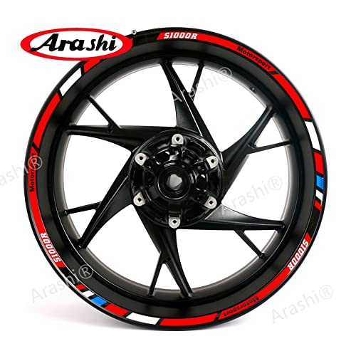 Arashi 17” Wheel Rim Strips Tape Stickers Decals for BMW S1000RR Motorcycle Accessories Waterproof Reflective Red