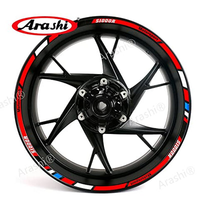 Arashi 17” Wheel Rim Strips Tape Stickers Decals for BMW S1000RR Motorcycle Accessories Waterproof Reflective Red