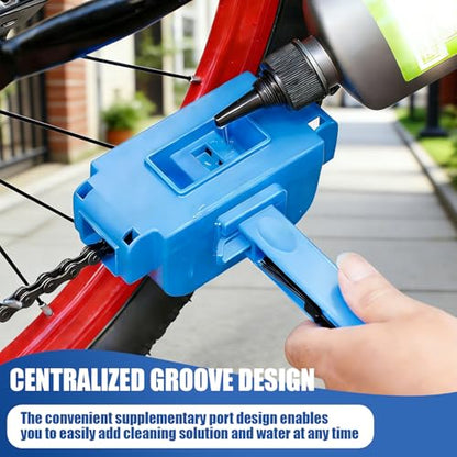 Nohumem] 5-in-1 Bike Chain Cleaner & Emergency Repair Tool Kit - Professional Bicycle Chain Scrubber, Gear Brushes, & 16-in-1 Multi-Tool - Complete Maintenance Set for Road, MTB, & E-Bikes(blue) - color: blue