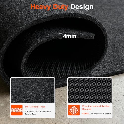 Heavy Duty Oil Spill Mat for Garage Floor, Extra Thick Absorbent with Anti-Slip Rubber Backing, Reusable Under Car Leak Pad (7.9" x16FT) - size: 7.9"x16FT