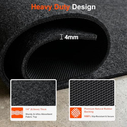 Heavy Duty Oil Spill Mat for Garage Floor, Extra Thick Absorbent with Anti-Slip Rubber Backing, Reusable Under Car Leak Pad (7.9" x16FT) - size: 7.9"x16FT