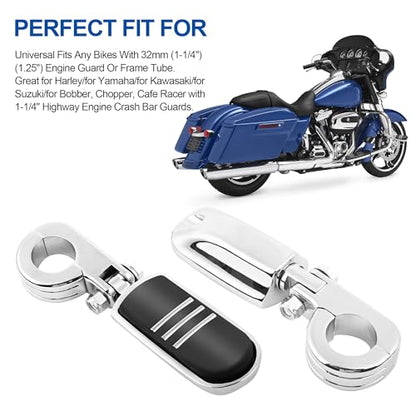 1.25" Motorcycle Highway Pegs Adjustable Engine Guard Pegs FootRest For Harley Touring Electra Road Glide Road King Street Glide Sportster 883 Dyna Softail Honda Suzuki Kawasaki Yamaha (Chrome 6) - color: Chrome Style 1