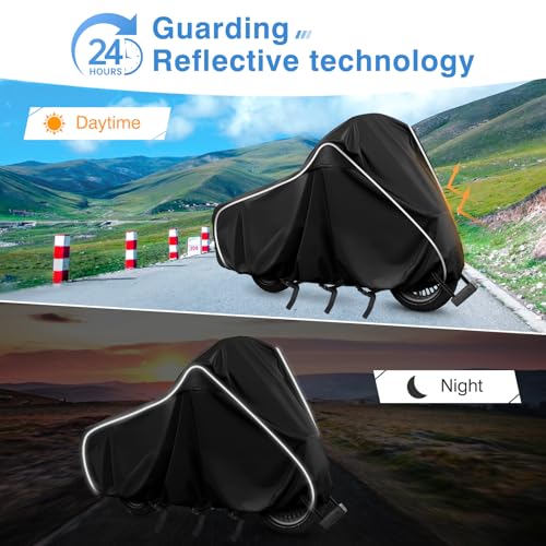 Motorcycle Cover for Harley Davidson Touring Models Road King Road Glide Street Glide Electra Glide,420D Heavy Duty Waterproof Outdoor Protection Motorbike Cover with Soft Cotton Lining & Lock Hole