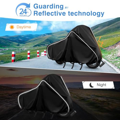 Motorcycle Cover for Harley Davidson Touring Models Road King Road Glide Street Glide Electra Glide,420D Heavy Duty Waterproof Outdoor Protection Motorbike Cover with Soft Cotton Lining & Lock Hole
