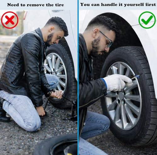 200pscrubber Nail tire Repair kit,tire Repair kit Rubber Nail, Easy Install Puncture Repair Screws,Applicable to Emergency Tire Fix for Cars, Motorcycles, SUVs, Trucks - color: 200PCS