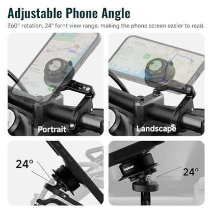 Quick Launch Magnetic Motorcycle Phone Mount, Anti-Vibration Handlebar Bracket with Secure Lock for Bike Scooter Moto MTB, 360° Blind Installation for Phones (QM02-Motorcycle-Pro) - style: QM02