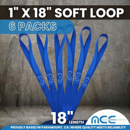 Mega Cargo Control 1" Blue Soft Tie Loops, 6 Pack UTV Offroad & Motorcycle Handlebar Tie Downs - 2400 LBS Break Strength - color: Blue (6 - Pack), size: Soft Tie Loops