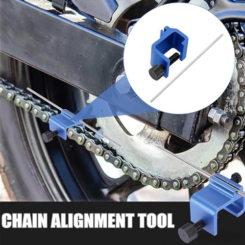 Generic 1Pcs Motorcycle Chain Alignment Tool, Aluminium Alloy Chain Adjusting Tool, Quick Accurate Alignment Tool, Chain Alignment Tool for Motorbike Bikes ATV, Blue, JH4Q2KL1R2M6V1TST7